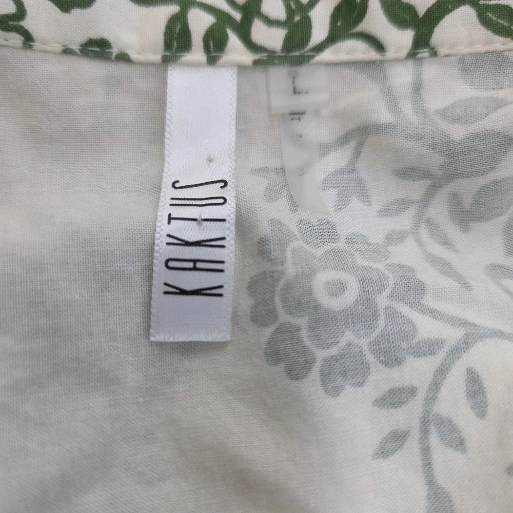 Kaktus Boho Midi Dress Large Tropical Floral Belted Cottagecore